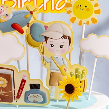 Berniukų ir mergaičių laimingas gimtadienio tortas topper mielas vaivorykštė tortas topper baby shower vaikams gimtadienio tortas dekoravimo šalies prekių