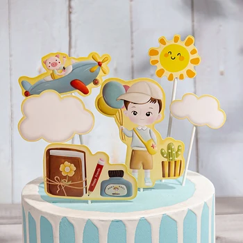 Berniukų ir mergaičių laimingas gimtadienio tortas topper mielas vaivorykštė tortas topper baby shower vaikams gimtadienio tortas dekoravimo šalies prekių