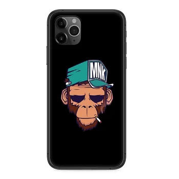 Rūkymas beždžionė orangutan Telefono dėklas Skirtas iphone 4, 4s, 5 5S SE 5C 6 6S 7 8 plus X XS XR 11 PRO MAX 2020 juoda hoesjes tpu funda meno