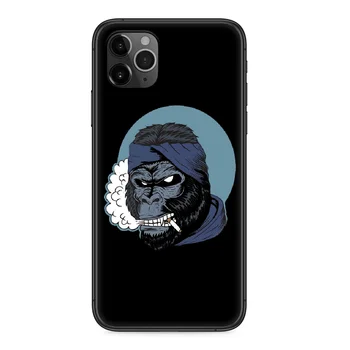 Rūkymas beždžionė orangutan Telefono dėklas Skirtas iphone 4, 4s, 5 5S SE 5C 6 6S 7 8 plus X XS XR 11 PRO MAX 2020 juoda hoesjes tpu funda meno