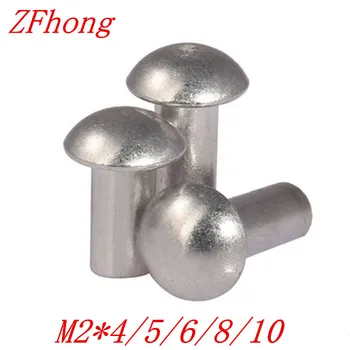 1000pcs M2*4*6/8/10 2mm aliuminio apvalios galvos kietos kniedės