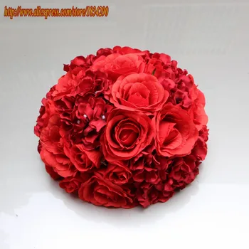 10vnt/daug Raudonos Dirbtinio šilko rožė hydrangea gėlių sienos Stalo puošmena, gėlių kamuolys gėlių runner vestuvių dekoravimas TONGFENG