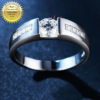 18K goldr žiedas 1ct D VVS moissanite vyrų Sužadėtuvių žiedas&Vestuvių Papuošalai su sertifikato 002