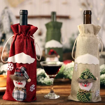 19 metų Haobei naują Kalėdų dekoracijos Kalėdų butelis nustatyti vyno, šampano butelį, maišelį lentelė suknelė