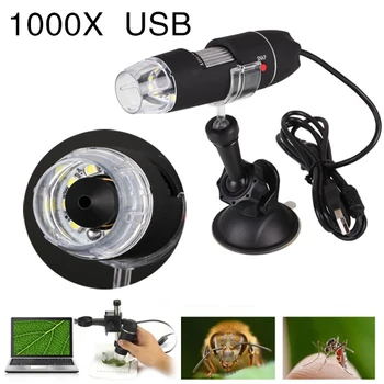 1pcs 1000X 8 LED Skaitmeninį USB Mikroskopą, Šviesos, Elektros Nešiojamą Mikroskopai Siurbimo Priemonė Skaitmeninis Endoskopą Fotoaparato, Mikroskopo