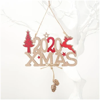 1PCS Naujas 2020 Kalėdos Pakabukas Mažų Šviežių Mielas Kawaii Namuose Kabo Ornamentu Laiškai Briedis Medžio, Medinių Pasirašyti Kalėdinė Dekoracija