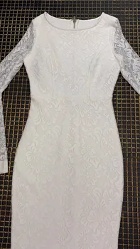 2019 Naujas Moterų balta Maxi ilga suknelė O-Kaklo, ilgomis rankovėmis Kulkšnies Ilgio Garsenybių Vakare Šalies Bodycon Vestido tvarstis suknelės