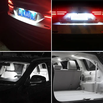 2vnt Automobilių C5W 3014SMD Ryškus Baltas LED Licenciją Plokštelės Šviesos BMWs E36 E39 E46 E90 E91 E92 E53 E60 E65 E71 Automobilių Mini Auto Prekės