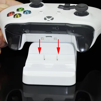 2x Akumuliatoriai, su Dual Charging Dock For Xbox Vienas Gamepad Balta Backup Baterija, Įkroviklis, duomenų Valdytojas Xbox Vienas