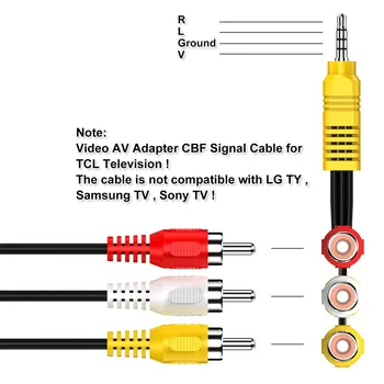 3.5 MM iki 3 RCA Kabelis Vaizdo Komponentų Kabelis, AV Adapteris, skirtas TCL TV