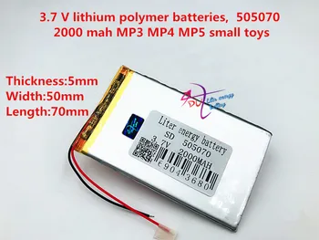 3.7 V,2000mAH,505070 ( polimeras ličio jonų baterija ) Li-ion baterija tablet pc,GPS,mp3,mp4,mobilųjį telefoną,speake