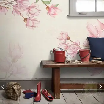 3D Rožinis Magnolia Gėlių Tapetai Sienos Freskos Lipdukai Gyvenimo Kambario, Miegamasis Vertus Aliejaus Tapybai Sienos Dokumentų Namų Dekoro Gėlių Piešiniai