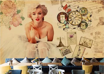 3d tapetai užsakymą freskos Retro Marilyn Monroe tapybos sienos dokumentų namų puošybai 3d sienų freskomis tapetai, sienų ir 3 d