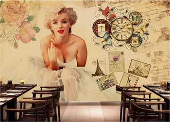 3d tapetai užsakymą freskos Retro Marilyn Monroe tapybos sienos dokumentų namų puošybai 3d sienų freskomis tapetai, sienų ir 3 d