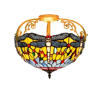 40cm Europos-Viduržemio jūros regiono Stiliaus Dragonfly Įvairių Spalvų Stiklo Restoranas, Kambarių Praėjimo Koridorius, Vonios kambarys Stiklo Pusiau Lubų Lempa