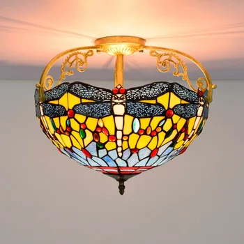 40cm Europos-Viduržemio jūros regiono Stiliaus Dragonfly Įvairių Spalvų Stiklo Restoranas, Kambarių Praėjimo Koridorius, Vonios kambarys Stiklo Pusiau Lubų Lempa