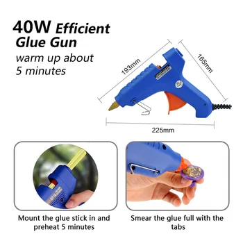40w Hot Melt Glue Gun Karšto remonto plaktukas Dent Pullers Klijai Skirtukai keltuvai Dent Removal Rinkinys 24pcs skirtukai
