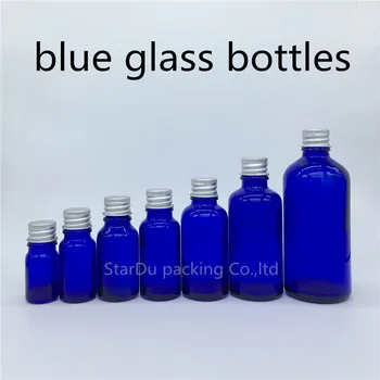 5 ml 10ml 15ml 20ml 30ML 50ml 100ml mėlyno Stiklo Buteliukas, mėlyna eterinis Aliejus Buteliuke su Aliuminio dangtelis Kvepalų buteliukai 500pcs/daug