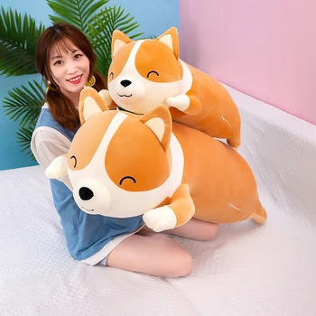 60-120cm Mielas Shiba Inu Šuo Pliušiniai Žaislai Įdaryti Ilgai Gyvūnų Miego Draugu Pagalvę Lėlės 