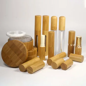 6ml tuščių plastikinių lūpų blizgesys vamzdis su Bambuko Bžūp Cilindro Lūpų blizgesys vamzdis Pakuotės, konteinerio didmeninės