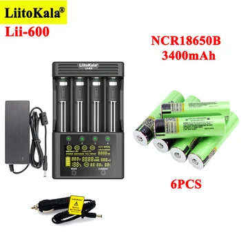 6pcs LiitoKala NCR18650B 3400mAh Įkraunamas baterijas 1pcs Lii-600 Baterijos Įkroviklio 3.7 V, Li-ion 21700 26650 1.2 V NiMH