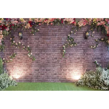 8x12FT Plytų sienos, gėlės vinilo fotografijos fone Kompiuterį, Spausdinami vestuvių Fotografija backdrops fotostudija