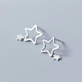 925 Sterlingas Sidabro penkiakampės Žvaigždės Auskarai Moterims Maža Tuščiaviduriai Iš Star Žavesio Auskarai Dovana Mergaitėms Papuošalai E8783