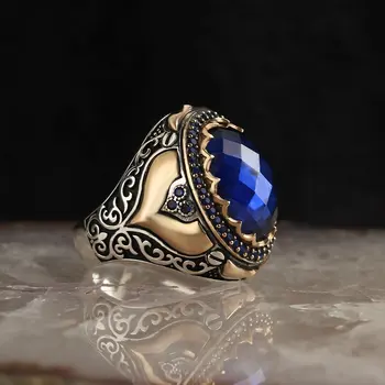 925 Sterlingas Sidabro Žiedai Vyrams, Žiedai, turkijos papuošalų Cirkonis Žiedas Vyrų Papuošalai Pagaminti iš Turkijos Vyrų Sidabro Žiedas Žmogus Priedų