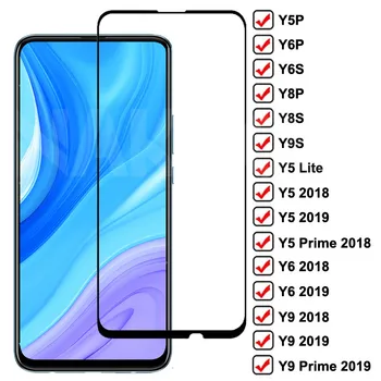 9D Grūdintas Stiklas Huawei Y9 Y5 Y6 Premjero 2018 2019 Y5 Lite Apsauginės Plėvelės Y9S Y8S Y8P Y6S Y6P Y5P Screen Protector Stiklo