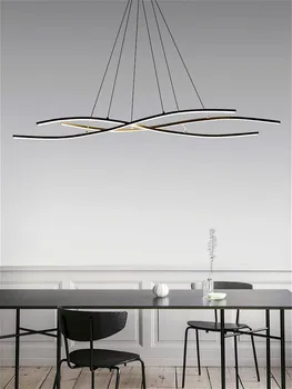 Aliuminio juosta LED šviestuvo Paprasta kambarį lempos office valgomasis liustra šiuolaikinės black/white šviesos srautą galima reguliuoti apšvietimo šviestuvas