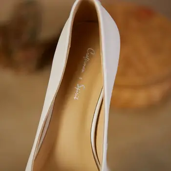 ALLBITEFO saldus Perlas natūralios odos markės aukšto kulno batai vestuvių moterų batai, rudens/pavasario moterų aukštakulniai bateliai, dydis:33-42