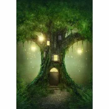 Allenjoy sluoksnių fotostudija Vedlys medžio namas žalia šviesa natūrali miško fone naujas originalaus dizaino fantazijos rekvizitai