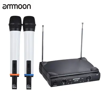 Ammoon Dual Channel VHF Wireless Handheld Microphone Sistema, 2 Mikrofonus 1 Imtuvas 6.35 mm Audio Kabelis Karaoke, Šeimai Šalis