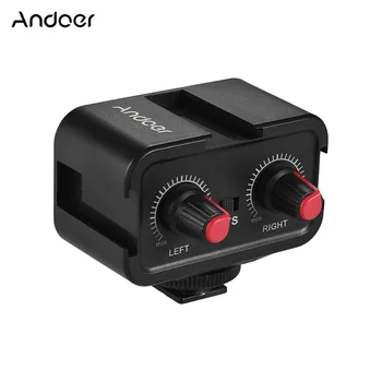 Andoer WS-VS Dual-Channel Mikrofonas Garso Maišytuvas Adapteris Canon Nikon Sony Fotoaparatas w/Šalto Batų Kalno Hub 3.5 mm Stereo garsas