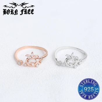 Anel aneis feminino moterų žiedai anillos de plata 925 de ley ringen bague joyas mujer bižuterijos, sidabro 925 gėlės žiedas daug