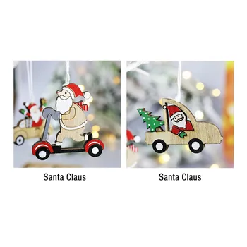 Animacinių Filmų Mediniai Santa Claus Ir Kalėdų Elnias Pakabukas Kalėdų Papuošalai Namų Patalpų Cosas De Navidad Новый Год @47