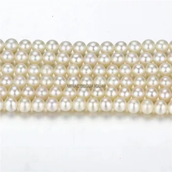 APDGG Originali Natūralių AAA - 4-5mm, baltos spalvos apvalių gėlavandenių perlų sruogos prarasti karoliukai moterų lady papuošalai 