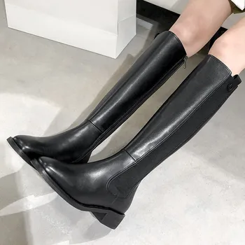 Asumer 2020 naują atvykimo kelio auliniai batai moterims, natūralios odos batai aikštėje kojų rudens-žiemos mados kietas jojimo batai moteris