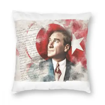 Ataturk turkijos Vėliava Mesti Pagalvę Padengti Poliesterio Pagalvėles už Sofos Turkija Individualų Pillowcover Namų Dekoro