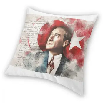 Ataturk turkijos Vėliava Mesti Pagalvę Padengti Poliesterio Pagalvėles už Sofos Turkija Individualų Pillowcover Namų Dekoro