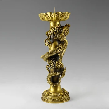 Atkurti Senovės Buda Vario Žvakidė Candleholder Ornamentu Žvakių laikiklis Šventykla Retro Atsargų dragon candler amatų statula