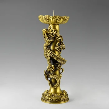 Atkurti Senovės Buda Vario Žvakidė Candleholder Ornamentu Žvakių laikiklis Šventykla Retro Atsargų dragon candler amatų statula