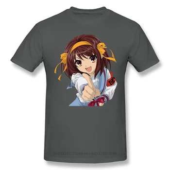 Aukštos Kokybės vyrai Streetwear O-Kaklo Medvilnės Kūrybos Marškinėlius Melancholija Of Haruhi Suzumiya Anime Graphic T Shirts