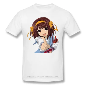 Aukštos Kokybės vyrai Streetwear O-Kaklo Medvilnės Kūrybos Marškinėlius Melancholija Of Haruhi Suzumiya Anime Graphic T Shirts