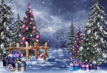 Avezano Žiemos Kalėdų Sniego Tvoros Violetinės Dovanų Gėlių Gimtadienio Dušo Naujagimių Dekoro Fonas Foto Fone Užsakymą