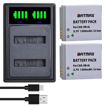 Batmax NB-6L NB6L NB-6LH Baterija+NAUJAS LED USB Dual Kroviklis Canon SX520 SS SX530 SX600 SX610 SX700 SX710 IXUS 85