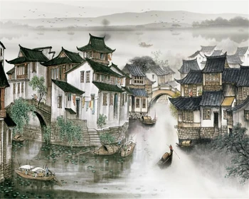 Beibehang Užsakymą Bet kokio Dydžio 3D Tapetai, Dažai Jiangnan Klasikinio Vertus, Dažytos Sienos Dekoratyvinis Dažymas tapetų namų dekoro