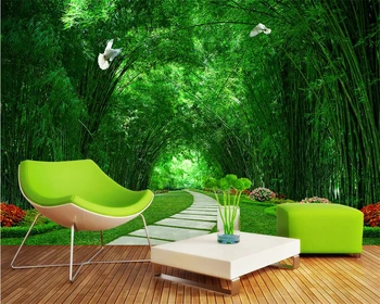 Beibehang Užsakymą tapetai, 3d stereo TV fono sienos bambuko miško žalia atspalvis kelių 3d gyvenimo kambario, miegamasis freskos 3d tapetai