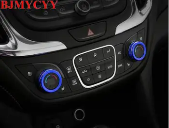 BJMYCYY 2VNT/KOMPLEKTAS Metalo dekoratyvinis žiedas automobilių oro kondicionavimo kontrolės rankenėlę, kai Chevrolet Equinox 2017 2018