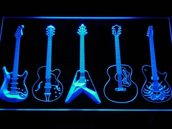C099 Gitara, Ginklus, Juostos Kambarys LED Neon Šviesos Ženklai su On/Off Jungikliu 20+ Spalvas, 5 Dydžių pasirinkti